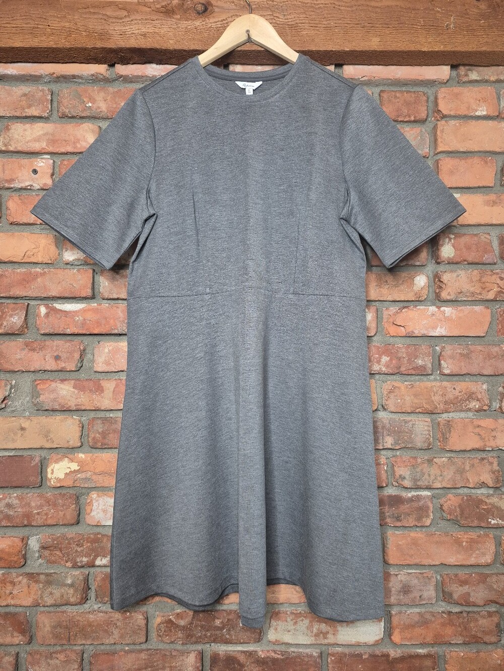 Reitmans Viscose Stretch Knit Fit Flare Dress Seamed A Line Short Sleeve